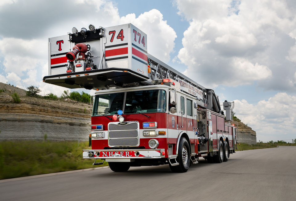 Hays County Fire Truck in motion on a road
